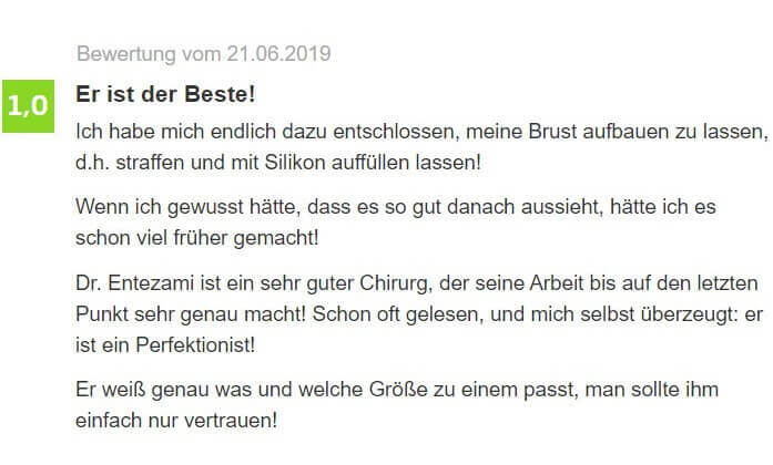 Jameda Bewertung Bruststraffung